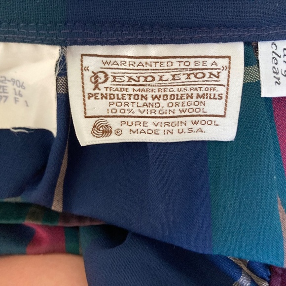 Pendleton 100% wool navy plaid ensemble shirt skirt - Picture 6 of 8